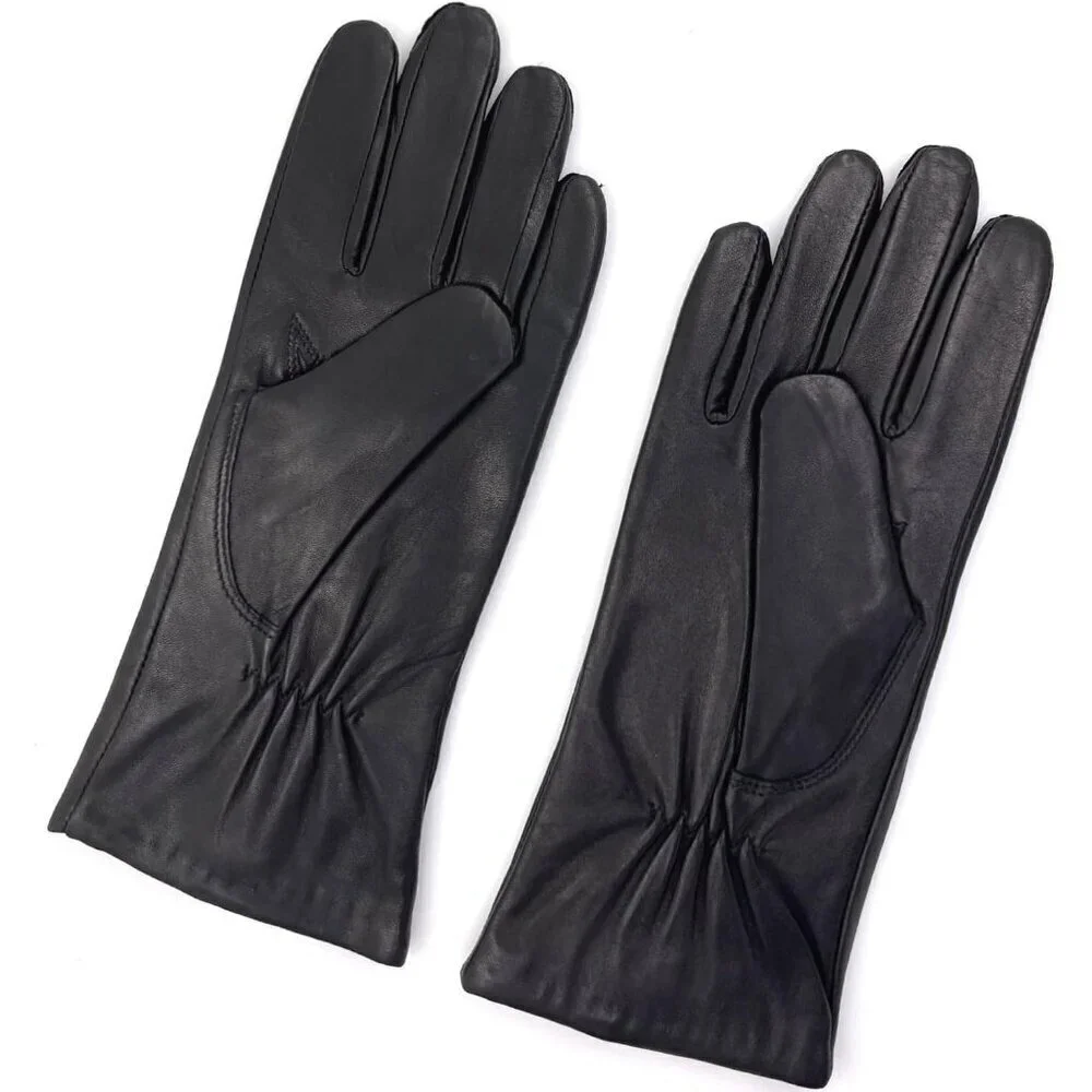 Women's Leather Gloves Genuine SheepSkin Leather Cold Weather Gloves Black